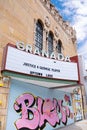 Landmark movie palace facade and marquee in uptown Royalty Free Stock Photo