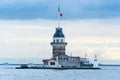 Maiden`s tower in Istanbul against cloudy sky background Royalty Free Stock Photo