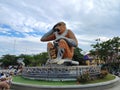 A landmark photo of the city of Banjarmasin, namely the statue of the proboscis monkey as the national animal of South Kalimantan