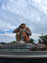 A landmark photo of the city of Banjarmasin, namely the statue of the proboscis monkey as the national animal of South Kalimantan