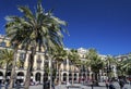 Landmark plaza real square in central barcelona city spain