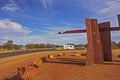 Landmark of Red Centre Way along the road to Yulara and Uluru or Ayers Rock in Northern Territory, Australia.