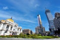 Landmark tower Torre Latinoamericana and Palace of Fine Arts Palacio de Bellas Artes near the Alameda Central Park and