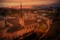 The Landmark view in the evening city, the capital of Grand Duchy of Luxembourg, view of the Old Town and Grund Royalty Free Stock Photo