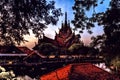 Landmark view of a sculpture of Sanctuary of Truth temple. Pattaya, Chonburi, Thailand.