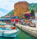 The landmarks of Alanya`s old marina Royalty Free Stock Photo