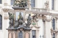 Morovy Sloup, also called Column of the Holy Trinity, on Malostranske Namesti in Prague, Czech Republic, facing the Saint Nicholas Royalty Free Stock Photo