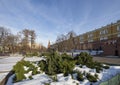 Landmarks in the beautiful Alexander Garden near the ancient Kremlin, Moscow, Russia Royalty Free Stock Photo