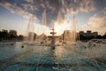 Landmarks of Bucharest. The water fountains from Unirii Square