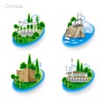 Landmarks of Crimea. Set of color icons. Vector illustration Royalty Free Stock Photo