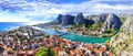 Travel in Croatia - Omis town surrounded by mountains Royalty Free Stock Photo