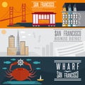 landmarks horizontal flat design vector banners Royalty Free Stock Photo