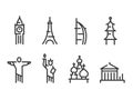 Landmarks icons set