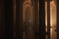 Landmarks of Istanbul concept photo. Interior view of Basilica Cistern