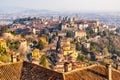 Landmarks of Italy - beautiful medieval town Bergamo, Citta Alta from viewpoint, Lombardy, Italy, Europe Royalty Free Stock Photo