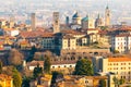 Landmarks of Italy - beautiful medieval town Bergamo, Citta Alta from viewpoint, Lombardy, Italy, Europe Royalty Free Stock Photo