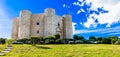 Unique octagonal castle Castel del Monte,Puglia,Italy. Royalty Free Stock Photo