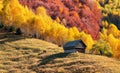 Landmarks of Romania. Travel to Transylvania. Autumn view to the beautiful authentic villages