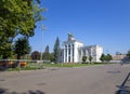 Landmarks in the territory of VDNKh in Moscow, Russia.