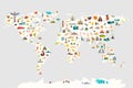 Landmarks world map vector cartoon illustration Royalty Free Stock Photo