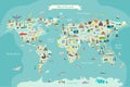 Landmarks world map vector cartoon illustration