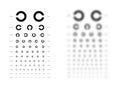 Landolt C Eye Test Chart broken ring blurred medical illustration. Japanese vision test line vector sketch style outline