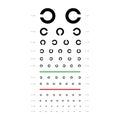 Landolt C Eye Test Chart broken ring medical illustration. Japanese vision line vector sketch style outline isolated