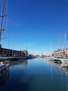 Landsacpe of Genova`s Port in a sunny day