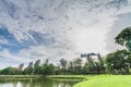 The landscap park and grass in city Royalty Free Stock Photo