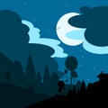 Beautiful  illustration landscape night view Royalty Free Stock Photo