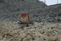 Landscape with abandoned floating house