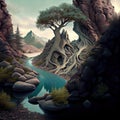 Landscape Abstract Realism Style - Ai Generated