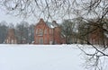 Landscape with the Admiralty pavillion in Pushkin garden.