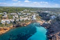 Landscape with aerial view of Cala Morell, Menorca