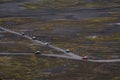 Landscape aerial view of groups of adventure off road driving on road trip Royalty Free Stock Photo