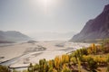 Indus river flowing through Katpana cold desert in Skardu. Pakistan. Royalty Free Stock Photo