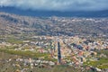 Landscape aerial view of Los Llanos, La Palma in the Canary Islands during the day. Scenic view of a city in an idyllic Royalty Free Stock Photo