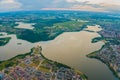 Landscape aerial view from hot air balloon