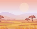 Landscape African savanna. Sunset. The place for the text. Royalty Free Stock Photo
