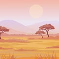 Landscape African savanna. Sunset. The place for the text.