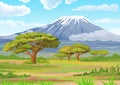 Landscape of the African savanna. Vector illustration.