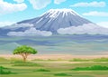 Landscape of the African savanna. Vector illustration.