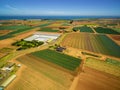 Landscape of agricultural fields near ocean coastline in Australia.