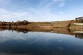 Landscape Albania lake trees awesome sky reflection mountain hills tree ablero park panorama