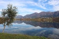 Landscape Albania lake trees awesome sky reflection mountain hills tree ablero park panorama Royalty Free Stock Photo