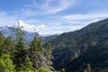 Mountain landscape with fir forest and rocky mountain range Royalty Free Stock Photo