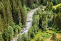 Landscape of Alpine mountains with small house and garden, Switzerland Royalty Free Stock Photo