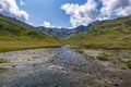 Landscape of an alpine river on Splugen Pass
