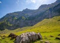Landscape of the Alpstein and the Saentis which are a subgroup of the Appenzell Alps in Switzerland Royalty Free Stock Photo