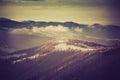 Landscape of amazing evening winter in mountains. Royalty Free Stock Photo